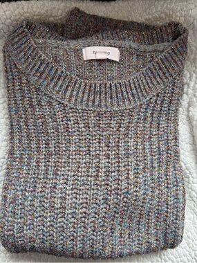Multicolor Crewneck Sweater - Gray with sparkle